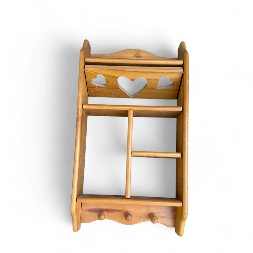 Vintage wooden heart wall hanging decor rustic farm shelf 18x9.5 inches